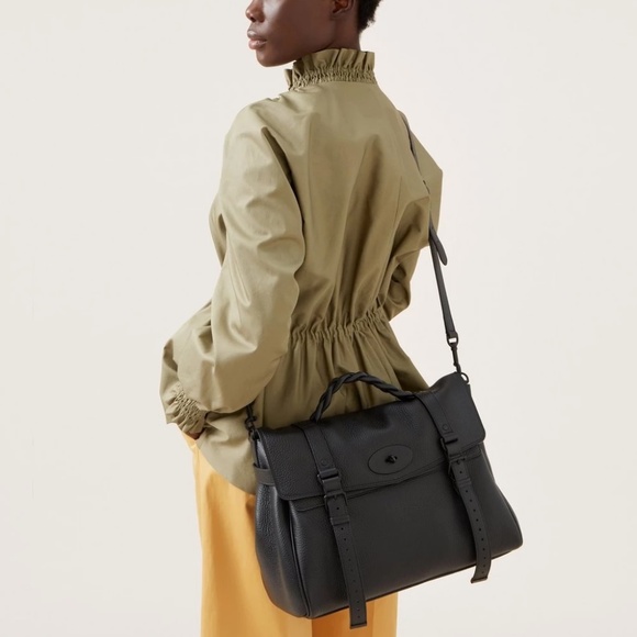 Mulberry 'Oversized Alexa' in Black Heavy Grain Leather Bag - MSRP $1795 - BNWT - Picture 6 of 7